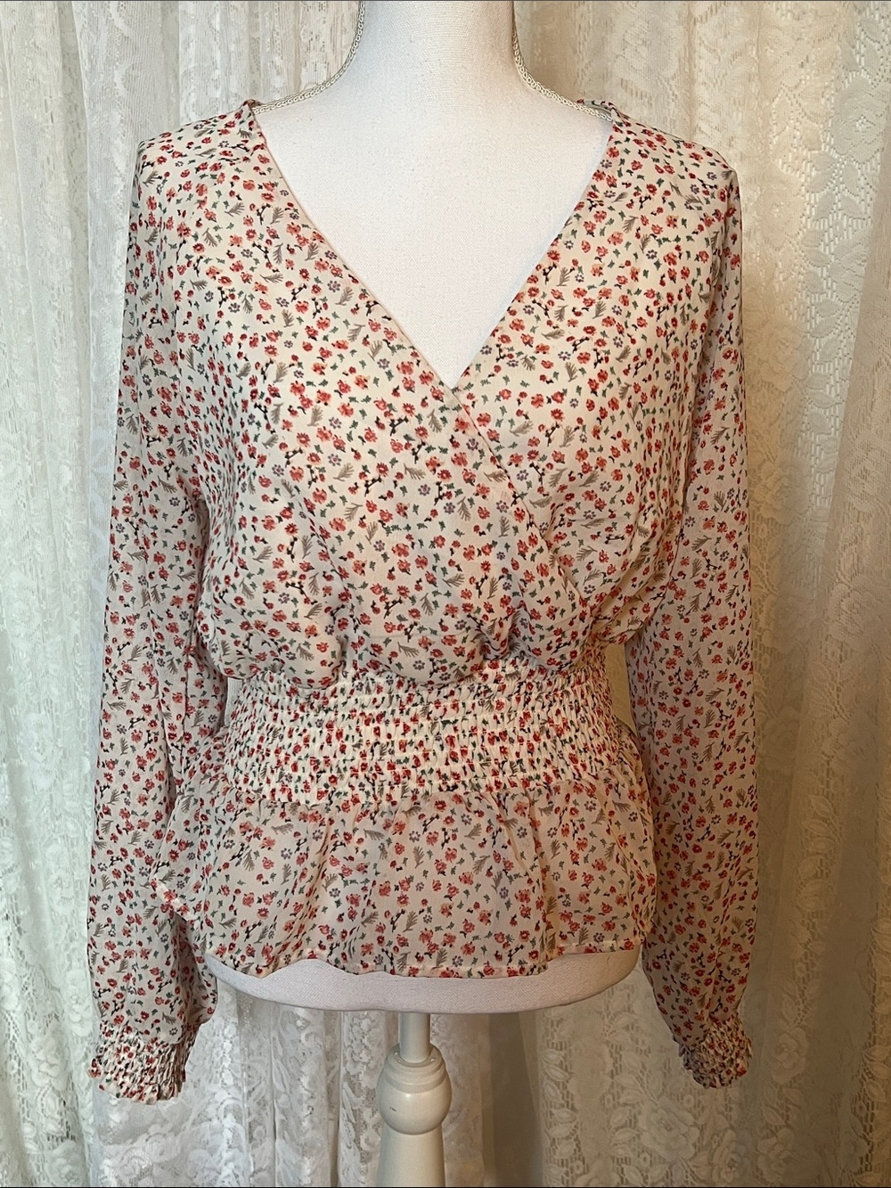 JAPNA Faux Wrap Peplum Blouse